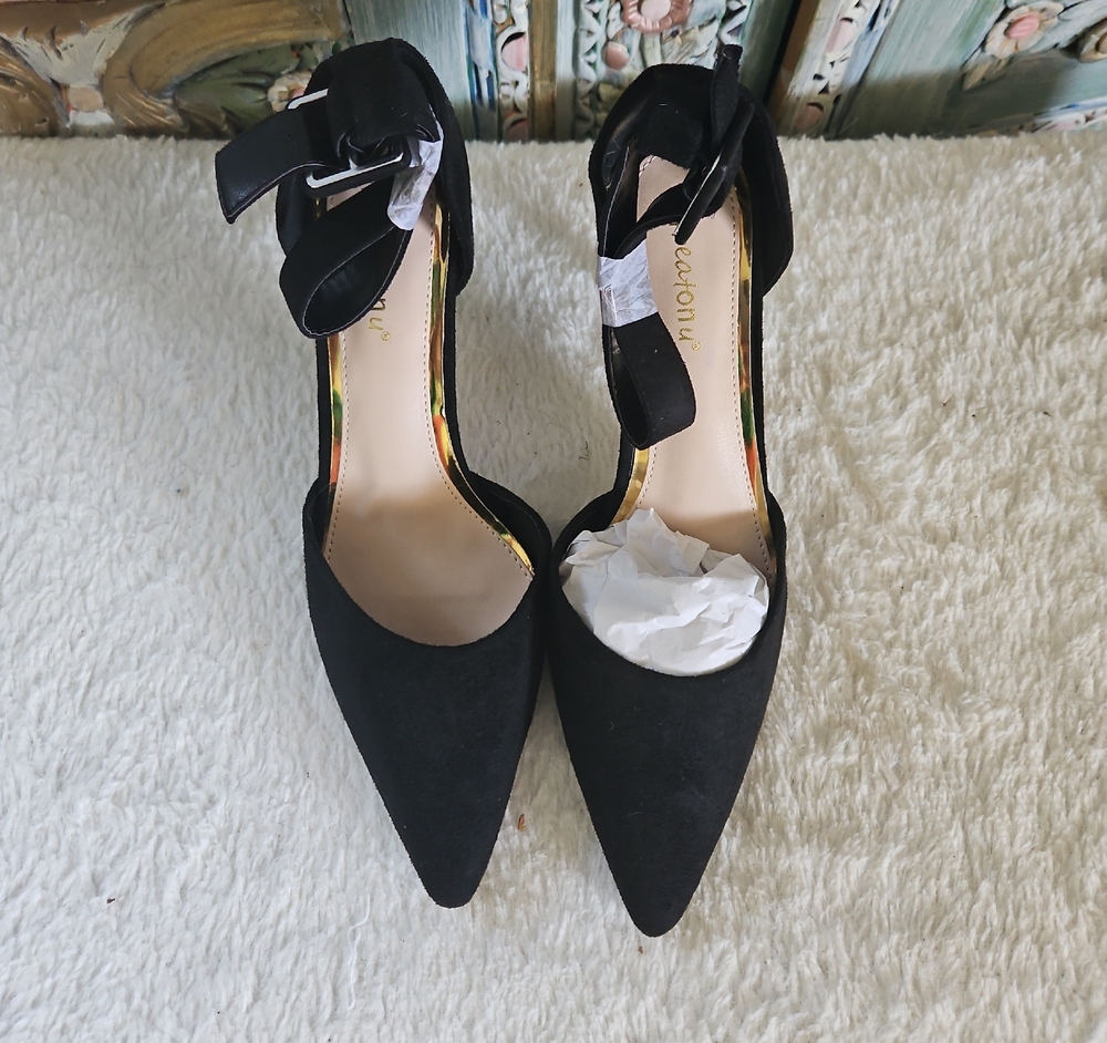 Greatonu Black Women's Pointed Heels